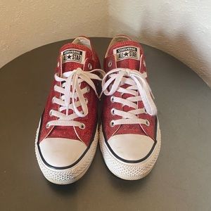 Red Sequin Converse All Star in Women’s size 9